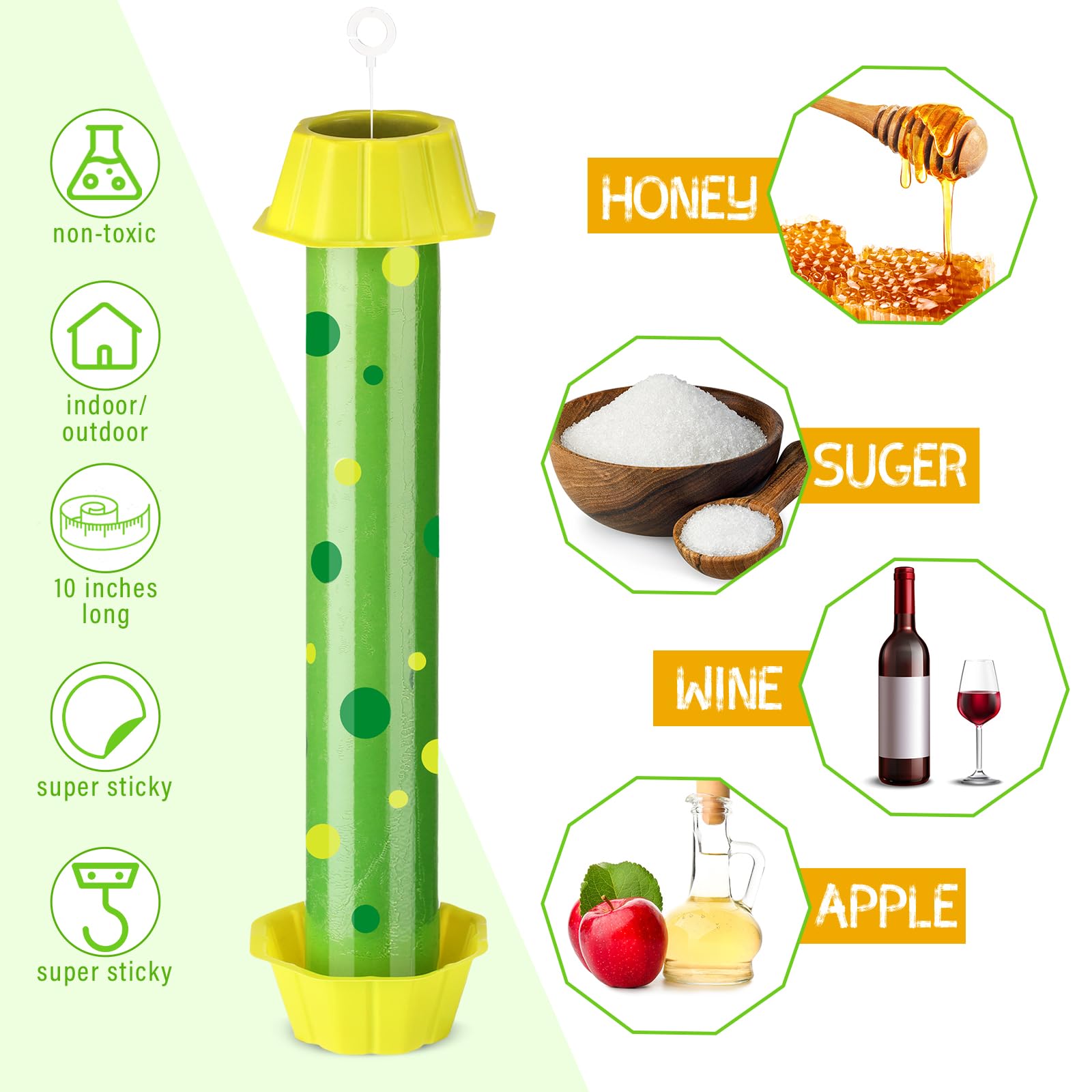 Qualirey 15 piezas de trampas adhesivas para moscas con gancho para colgar, para interiores y exteriores, trampas para moscas domésticas e insectos voladores, polilla de abeja, mosquitos (estilo