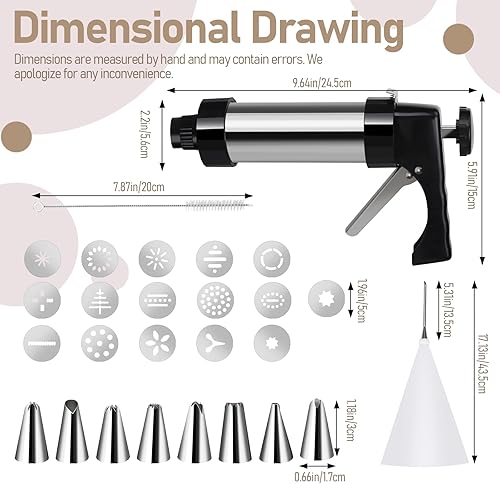 Miniatura 6 de Kit de decoración de pistola de prensa de galletas, 27 piezas de herramientas de horneado premium para prensa de galletas y decoración de pasteles