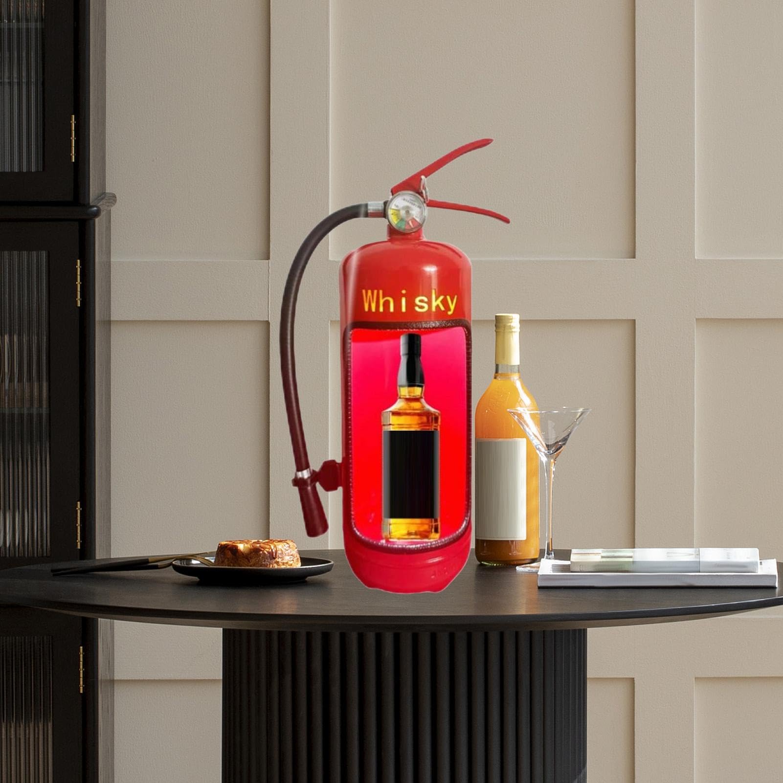 Extintor para botellas de vino, extintor para cajas de vino - Almacenamiento de portabotellas de bebidas - Nuevo sistema de almacenamiento de portabotellas de vino de hierro para bombero amante del