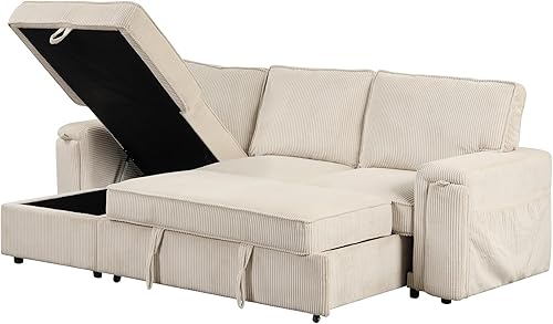 Miniatura 8 de Merax, Sofá modular beige de 92 pulgadas con bolsas de almacenamiento y 2 portavasos ocultos en los brazos para sala de estar