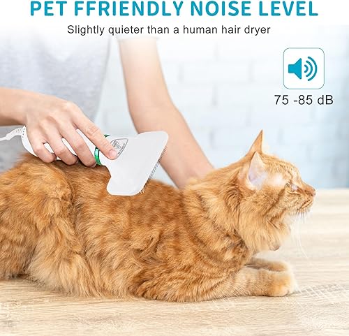 Miniatura 4 de Secador de pelo para mascotas, secador de pelo 2 en 1 con cepillo deslizante, secador de pelo para perros con 2 cepillos ajustables de ajuste de