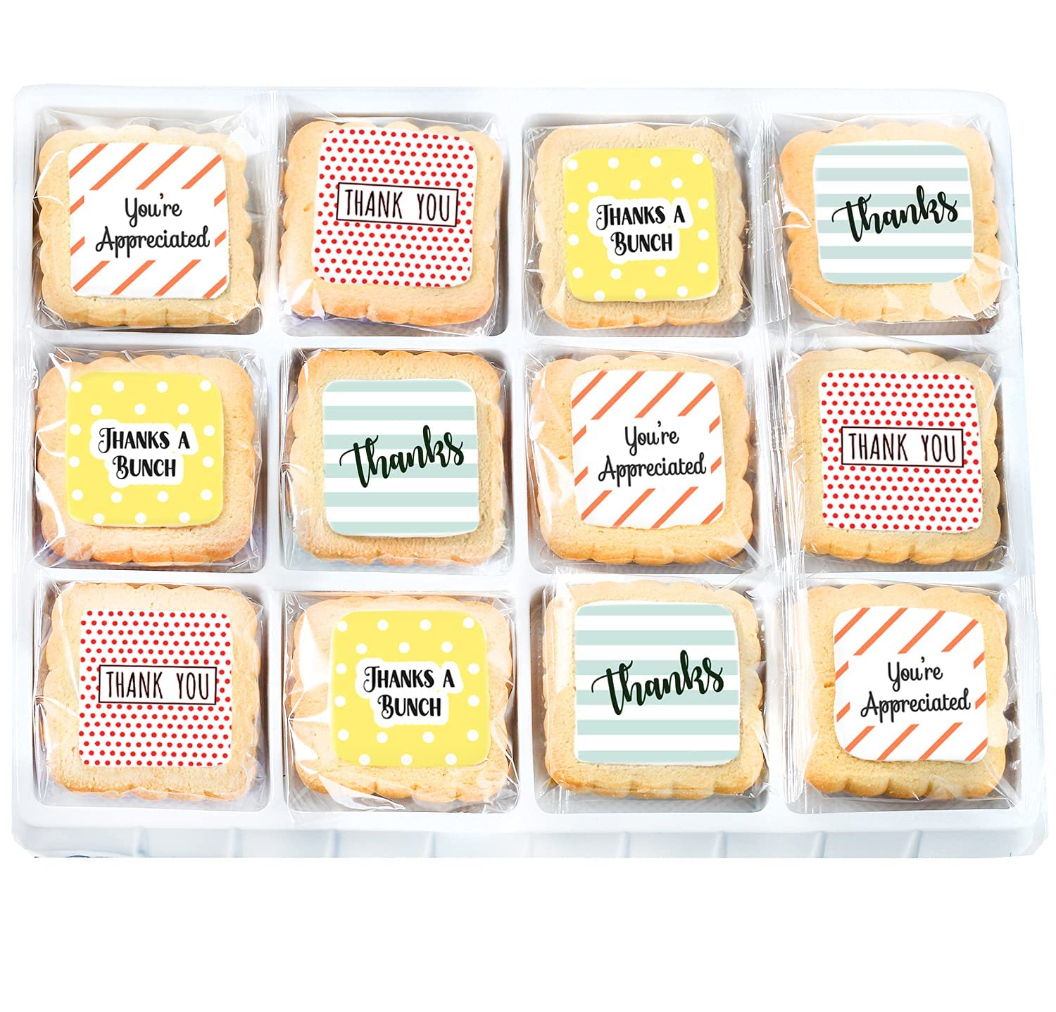 Thank You Gift Basket Decorated Cookies Employee appreciation for Men Women Nurses Employees Teacher Corporate Gifts | Individually Wrapped | 12 Pack | Appreciation Box