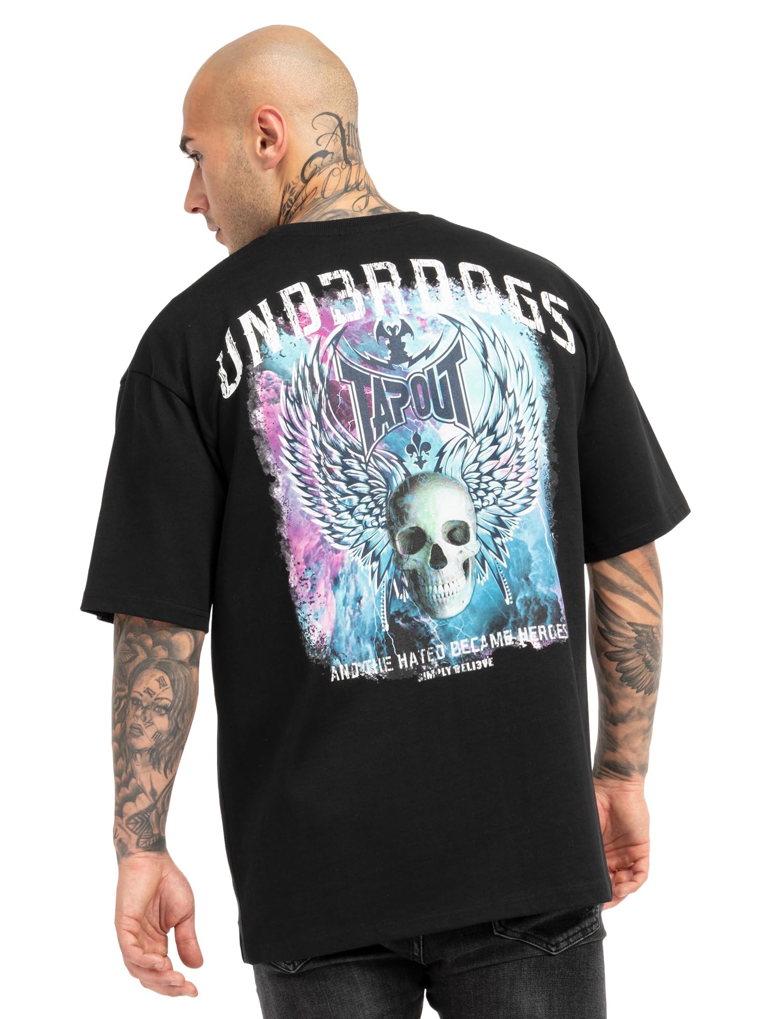 Tapout Elsinor Men's Oversize T-Shirt, Black/Multicolour, L