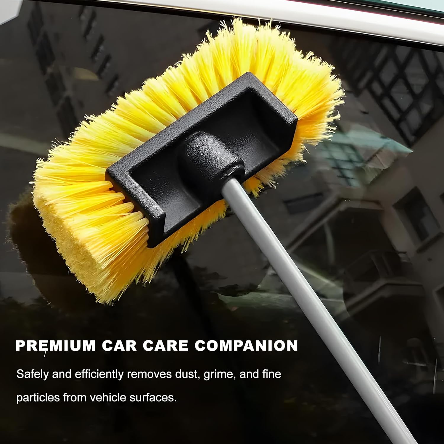 11.8" Car Wash Brush Head with Soft Bristle, Flow Through Auto Exterior Cleaning Brushes Equipment, Heavy Duty Detailing Brush Head for RV Truck Boat Camper (Fluorescent Green)