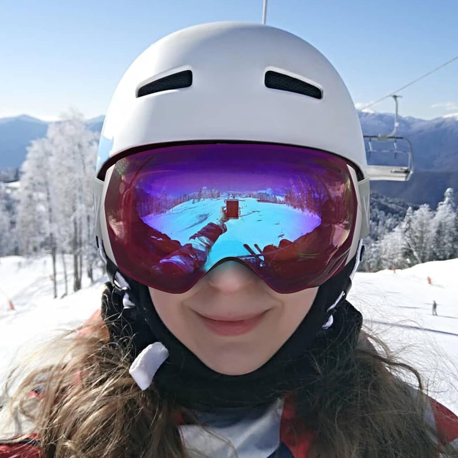 AVAWAY Ski Snow Goggles Women, Snowboarding Goggles Men, Eye Protection OTG Frameless Detachable Lenses Snowboard Goggles