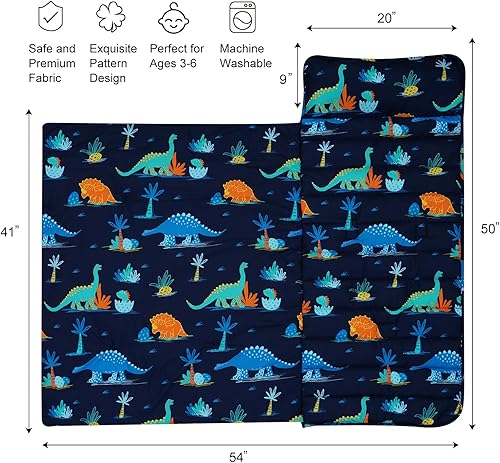 Miniatura 4 de david's kids Juego de colchonetas para siesta para niños pequeños con almohada extraíble, bolsas de dormir ultrasuaves para niñas, perfecto para