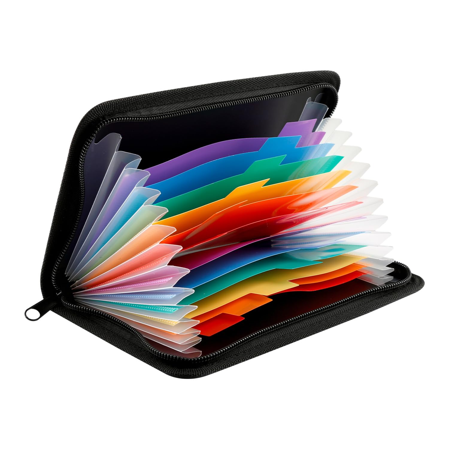 Hopzab Accordion Document Organiser with Zipper & Labels - Expanding 13 Pockets File Folder for Receipts, Tickets, Coupons- Portable A6 Size, for Office, Travel, School & Home Use
