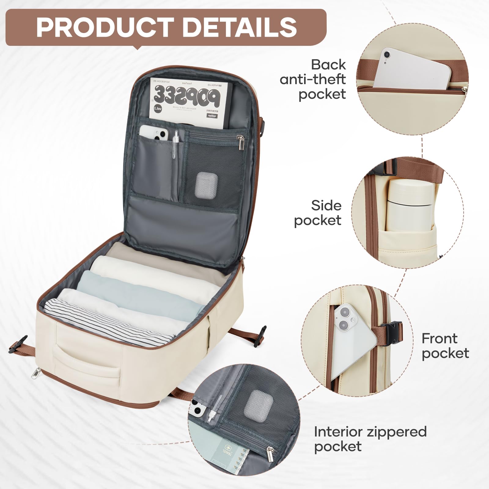 Zaino da Viaggio per Ryanair 40x20x25 Bagaglio a Mano Zaino Borse da Cabina per Ryanair Il Sedile Zaino Aereo Bagaglio a Mano Donna Borsa Cabina Viaggio Zaino Travel Viaggio Casual Daypack