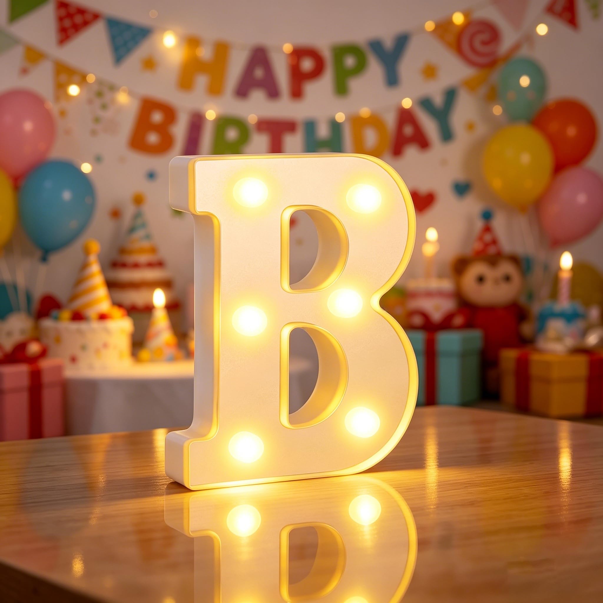 LED Light up Letters, Letter Lights B for Girls Women Bedroom, 6.3in Warm White Alphabet Sign for Valentine Party Birthday Decorations (B)