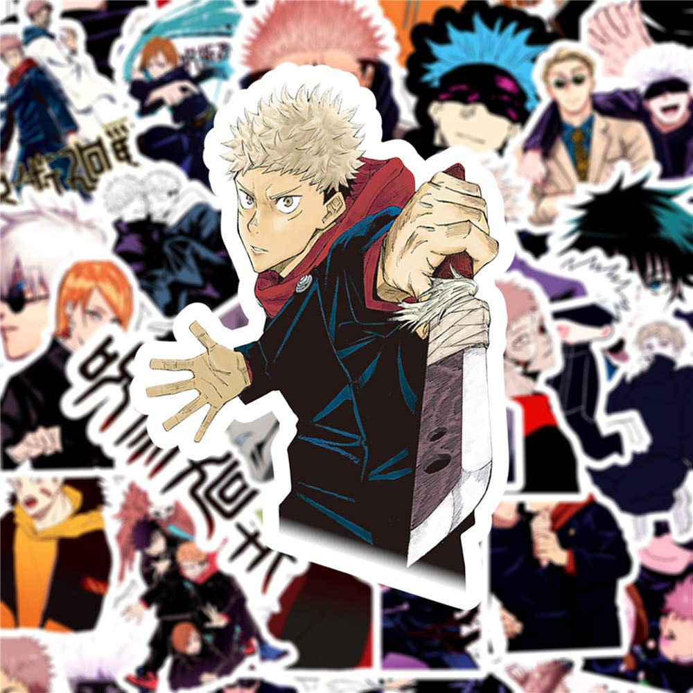 50PCS Jujutsu Kaisen Stickers Pack Anime Character Sticker for Water Bottle Laptop Skateboard Journal, Waterproof Vinyl Cool Manga Decals for Teens Adults Party Supplies - 5