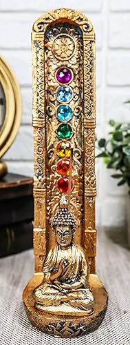 Ebros Gift Colorido arco iris 7 colores de la zona de chakras meditando Buda, monje, incienso, quemador, figurita, Feng Shui, Zen yoga, postura,