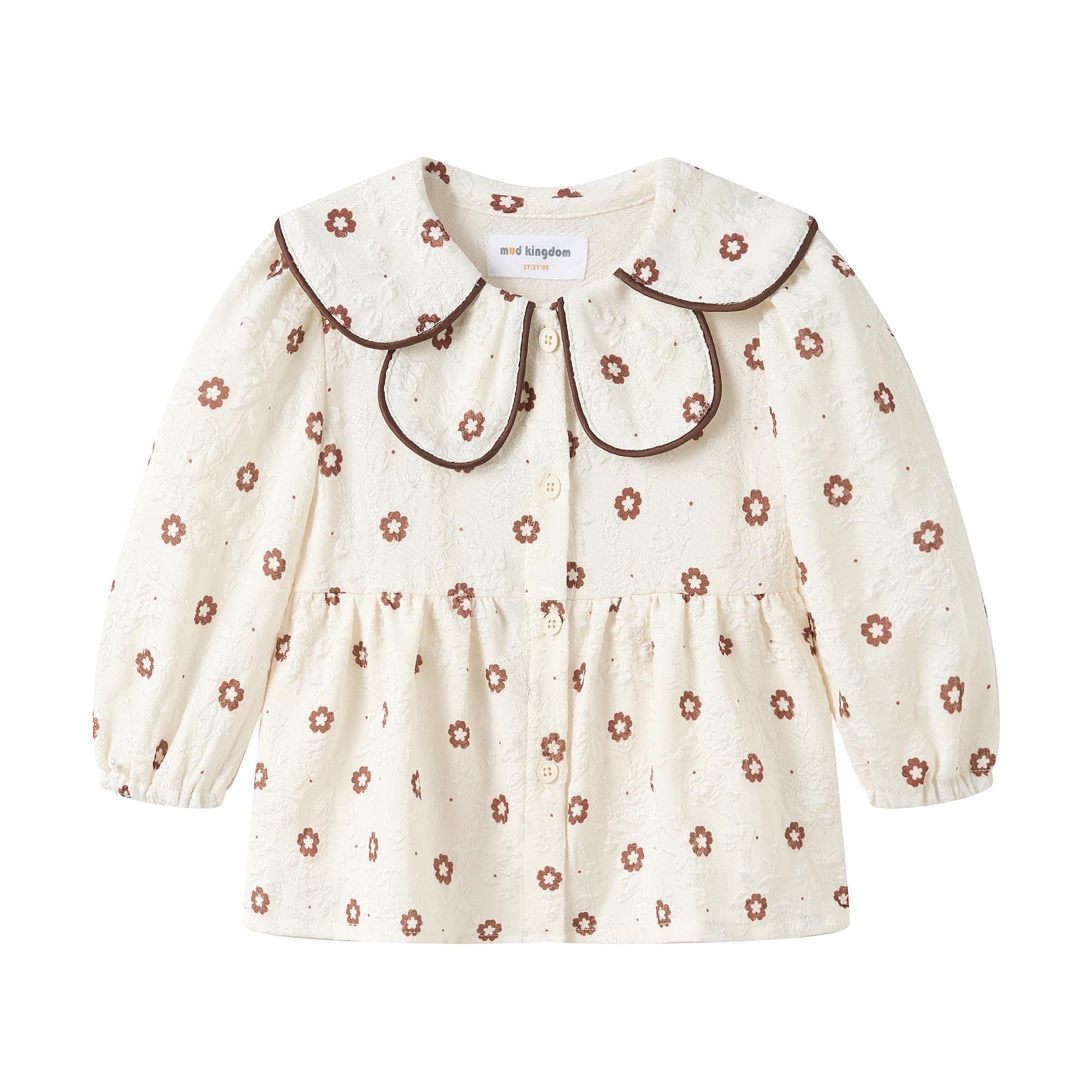 Mud Kingdom Girls Blouse Shirts Spring Fall Long Sleeve Button-Down Top Ruffle Collar
