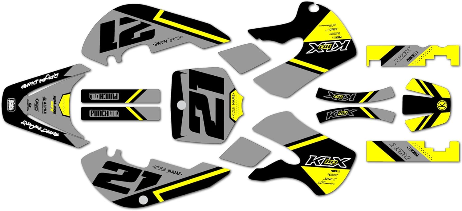 Graphics Kit for Kawasaki KLX 110 (2002-2009) Enigma Series Magenta 09 Mil - Dirt bike Custom Racing Graphics Decals Stickers Kit, no-plastics