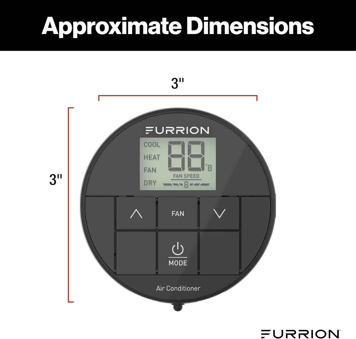 Furrion Chill HE RV Thermostat Single Zone Wall Control, Backlit LCD, Heat Cool Fan Dry Modes, 2 Fan Speeds Auto Fan, 12V, Compatible with Furrion Chill HE Systems - FACW10ESSA-BL