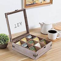 Vista 6 de handrong Organizador de caja de té, almacenamiento rústico para bolsitas de té, soporte para bolsas de té para paquetes de cápsulas de azúcar y más