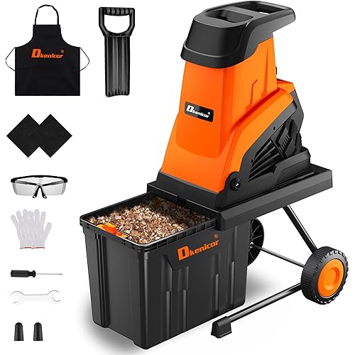 Wood Chipper Shredder,1800W Cut Diameter of 1.77inch with 10 Gallon Collection Bin 15-Amp Electric Wood Chipper Shredder for Easy Cleanup Ideal for Branches, Leaves,Yard Waste, Orange
