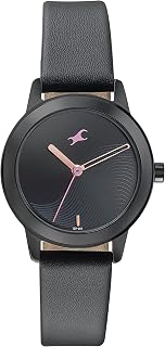 Fastrack Pulse Quartz Analog Black Dial Black Leather Strap Watch for Girls - 68008NL01
