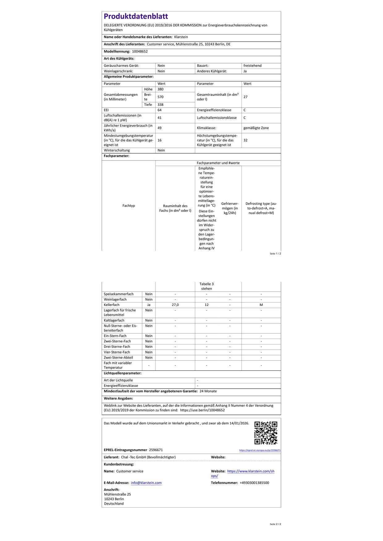 Klarstein Arctiq Uno tragbarer Kühlschrank 27 L – Kompressor-Kühlschrank -20 bis 20 °C, digitales Bildschirm, 12 V/230 V, kompakt für Camping und Reisen