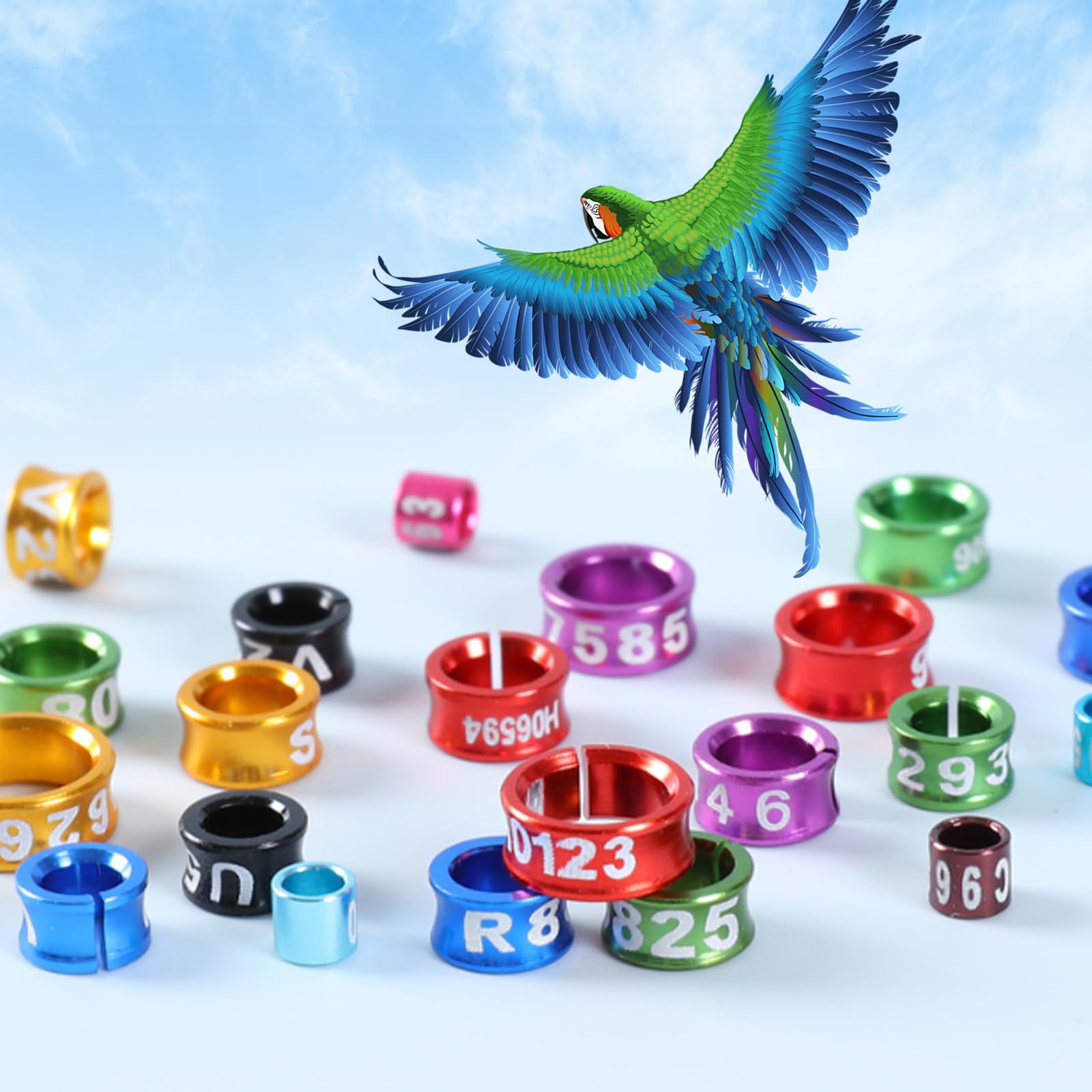 Anillos de pájaros abiertos de aleación de aluminio 6mm para loros palomas codorniz - 10 piezas