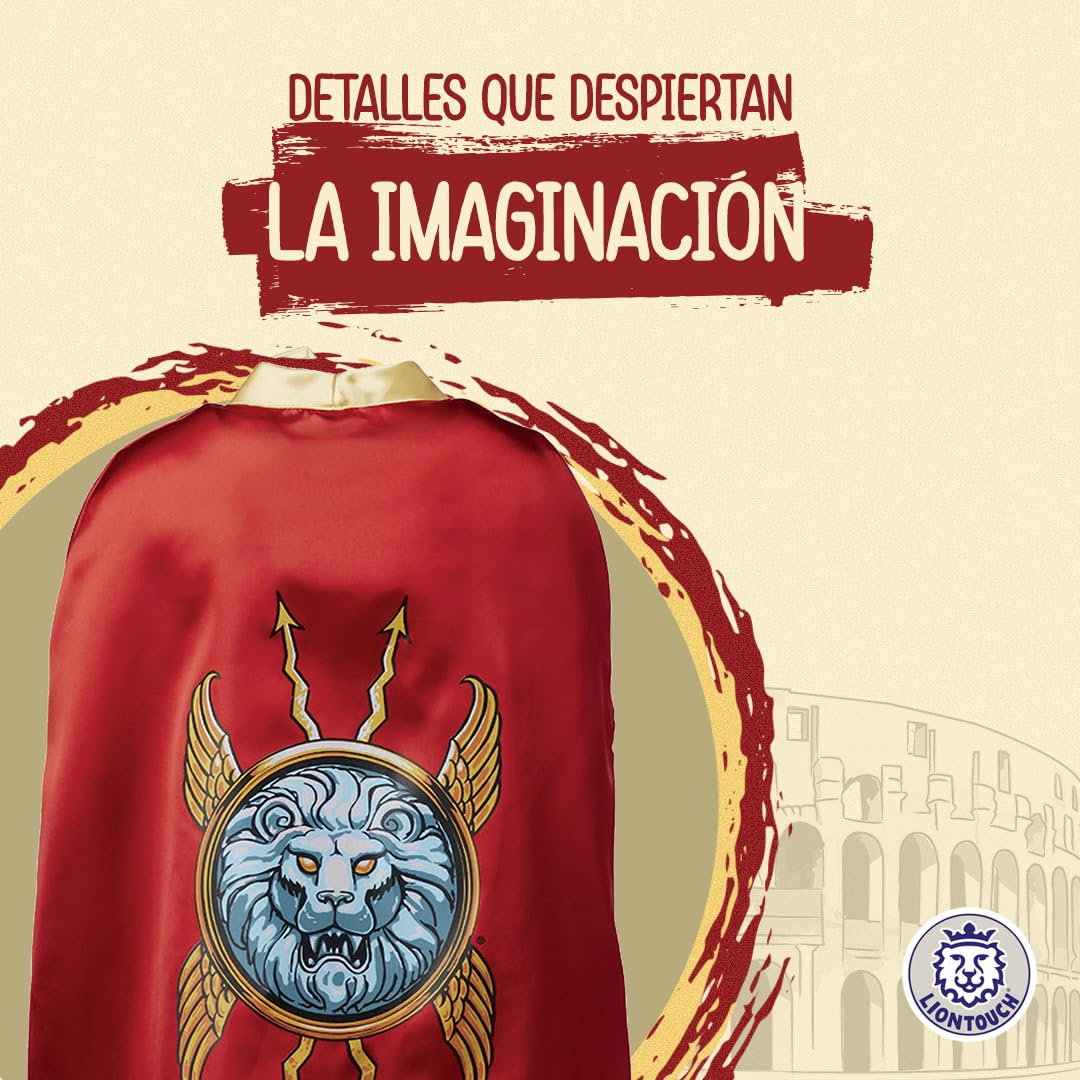 Liontouch - Capa Romana de Legionario para Niños 3-8 Años, Talla Única | Juguete Histórico para Juego como Soldado en Antigua Roma | Accesorio para Disfraces, Vestidos Elegantes y Trajes Reales