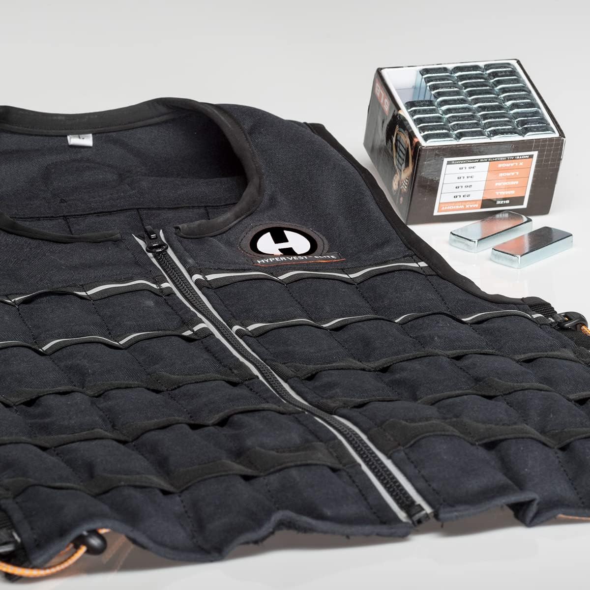 Hyperwear Hyper Vest ELITE Fully Adjustable Weight Vest - Stretch CORDURA® Fabric YKK Zipper Thin Steel Weights - Weighted Vests for Running, Strength, Endurance, Walking - Sizes S, M, L, XL : Sports & Outdoors