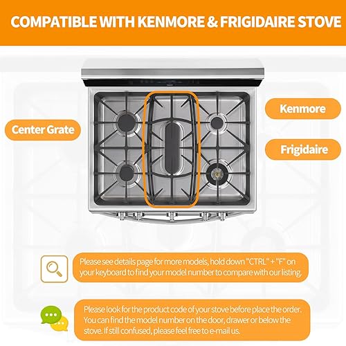 Miniatura 6 de Repuesto de rejilla A00263801 actualizado para estufas Kenmore, rejilla de quemador de estufa, piezas de cocina de gas Frigidaire, rejilla central