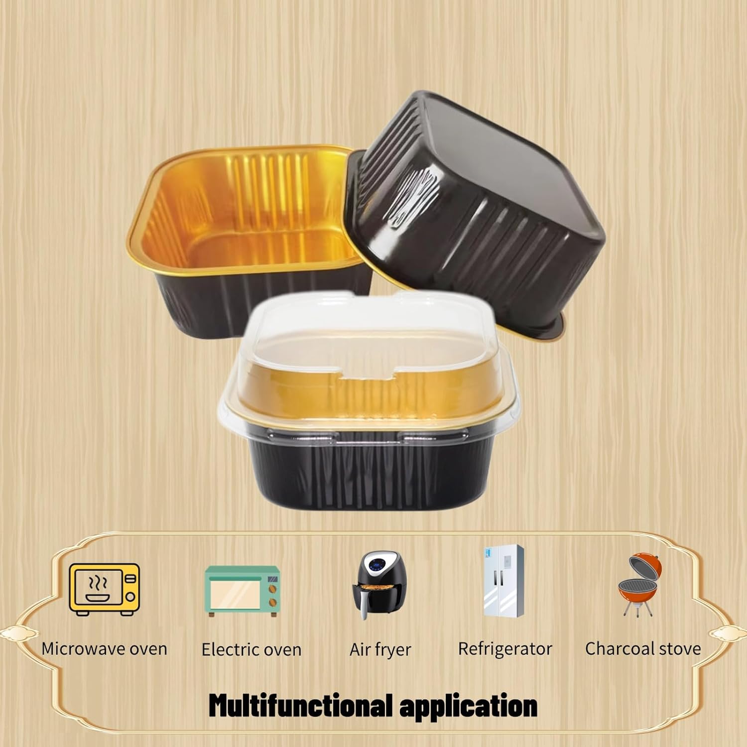 5oz Black Mini Cake Pans with Lids and Spoons, 72 Sets Aluminum Foil Loaf Pans, Disposable Square Mini Cake Tins for Cupcakes, Cheesecake, Brownies, Parties, Baking, and Catering - Image 6