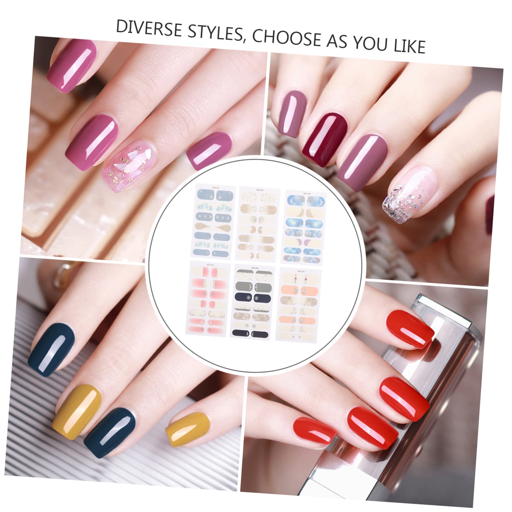 5 Set Adesivi Per Unghie Autoadesivi Decorazioni Per Nail Art Facili Applicare E Rimovibili Per Manicure Te Design Adatti Per Domestico 6 Fogli*5