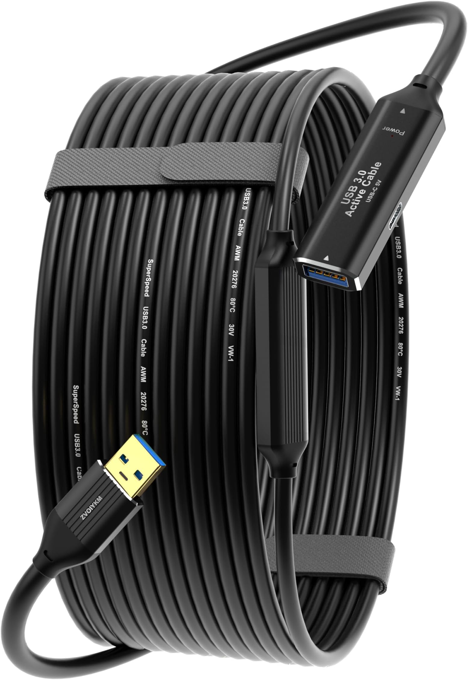 USB 3.0 Active Extension Cable, 100FT (30M) with Signal Booster - 5Gbps High Speed Data Transfer Male to Female Repeater Cord, in-Wall Compatible for VR Headset, Printer, Hard Drive, Xbox, PC