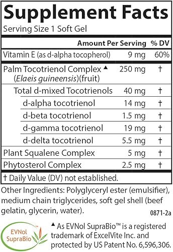 Miniatura 4 de Carlson - Tocomin SupraBio, Complejo Tocotrienol Bio-Mejorado, Apoya el Cerebro Saludable y el Sistema Cardiovascular, 60 geles blandos