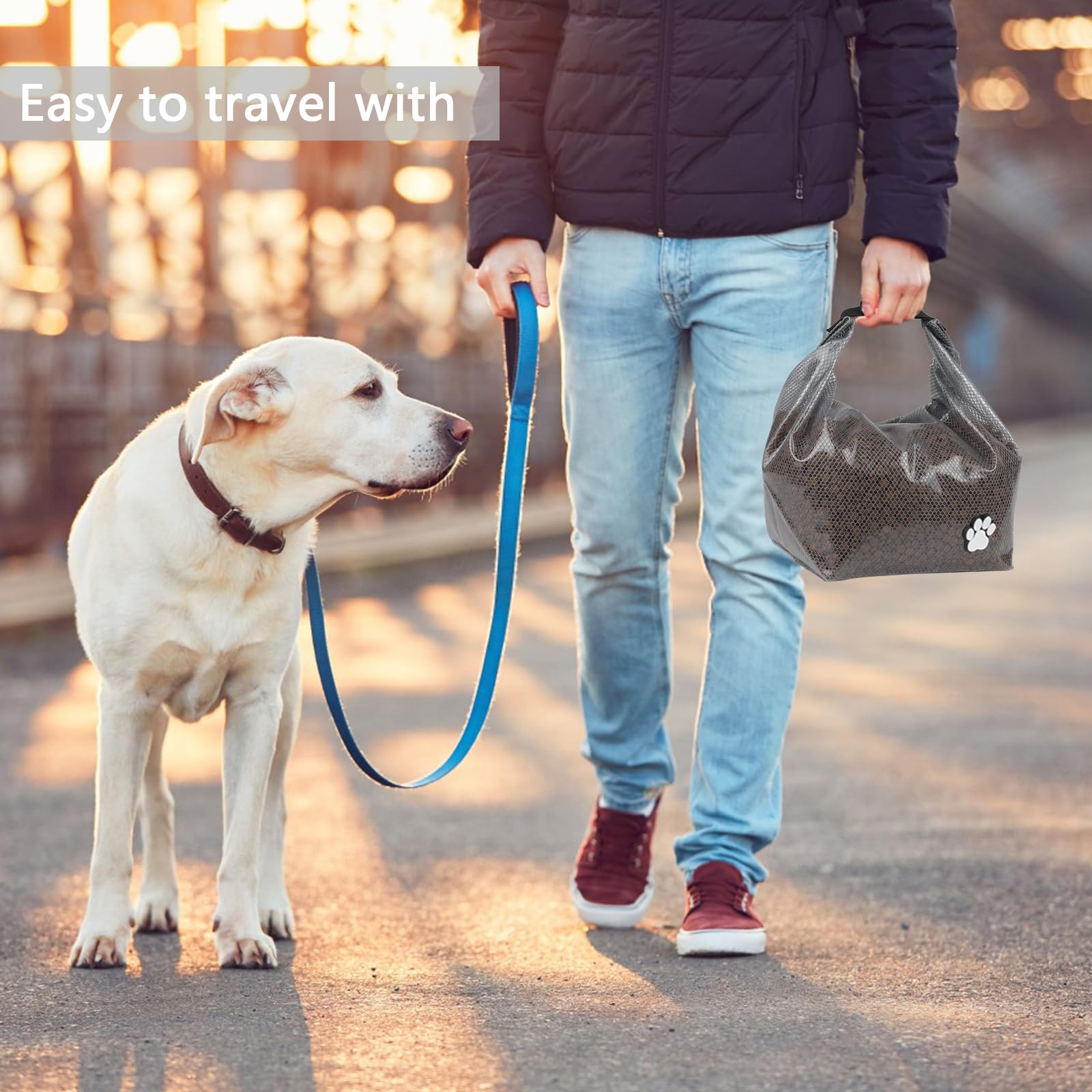 TravelDogFoodContainerSetof2,DogFoodTravelBag,Dog Food Travel Containerin 3.3lb/5.7lb,Reusable Dog Travel Food Storage Container, Pet Safe,Foldable,Is Easy to Use,Plastic is Durable and Water Proof.