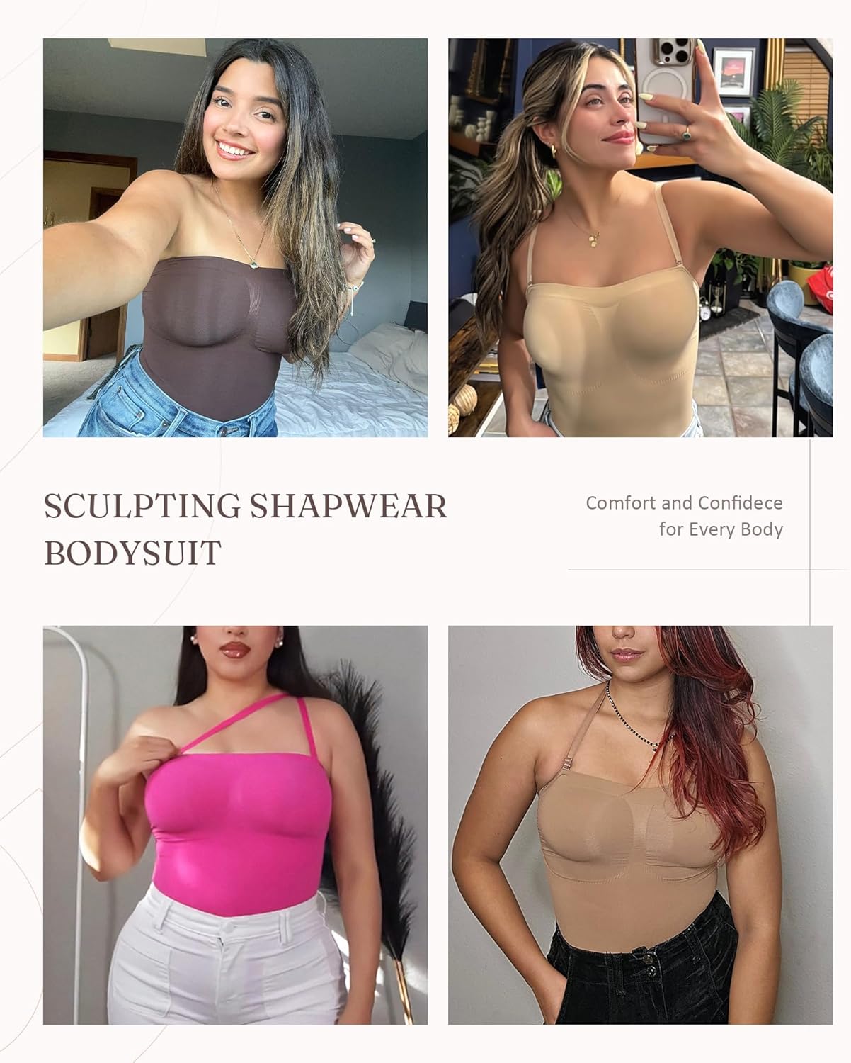 FeelinGirl Strapless Bodysuit for Women Tummy Control Shapewear Wedding Dress Body Shaper with Removable Straps - Image 6