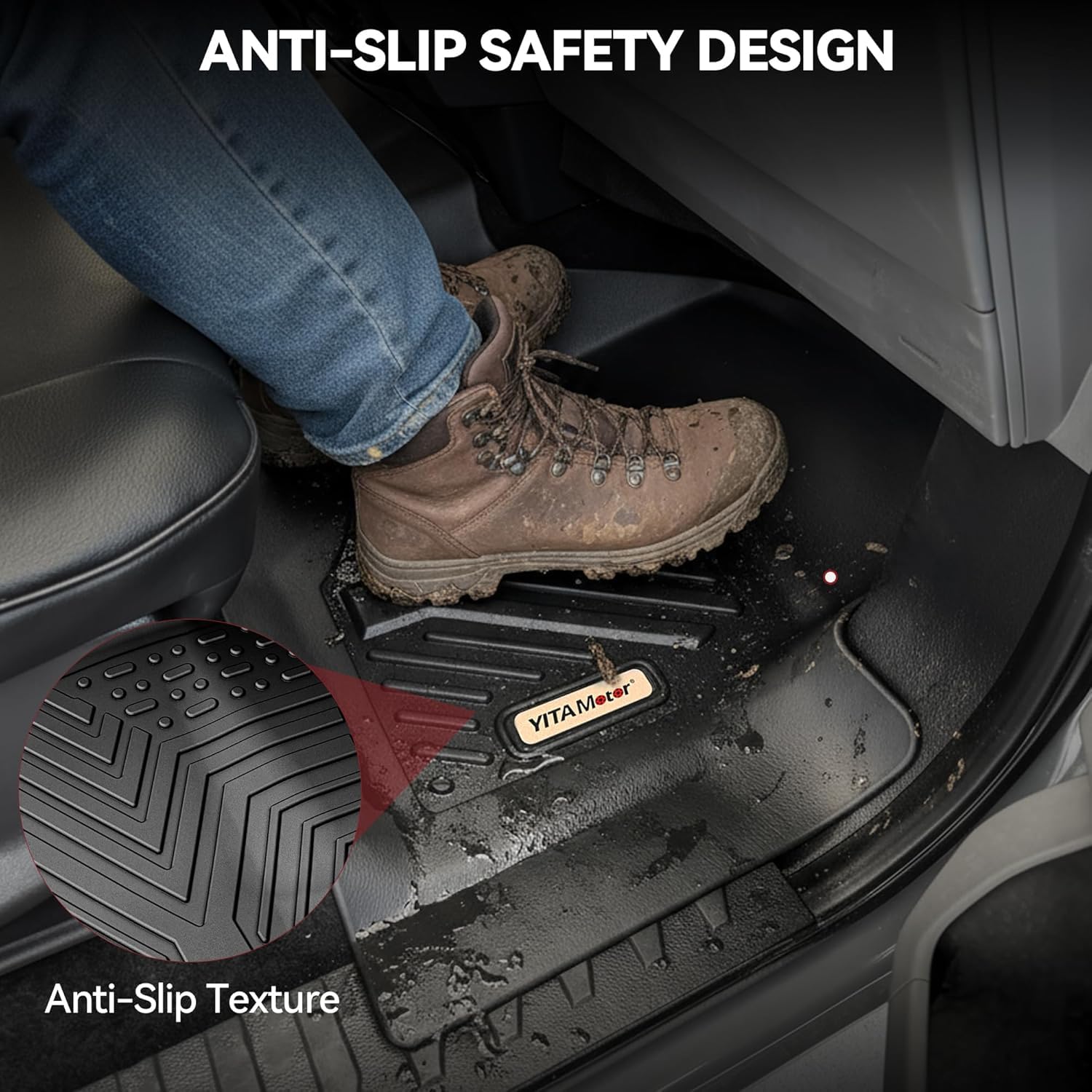 YITAMOTOR Floor Mats Compatible for 2021-2023 Hyundai Santa Fe Includes 2 Rows and Cargo Liner Set TPE All-Weather — view 4