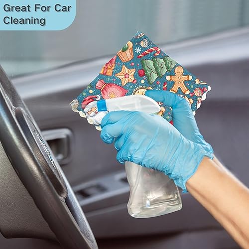 Miniatura 7 de KLL Festive Christmas in Cartoon Style Car Drying Towels Extra Large Dishcloth Turkish Tea Towels Kitchen Hand Towels for Kitchen Decorative Terry