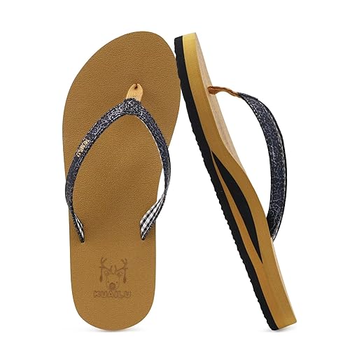 KuaiLu Womens Arch Support Flip Flops Comfortable Yoga Mat Slip on Summer Beach Walking Thong Cushion Sandals