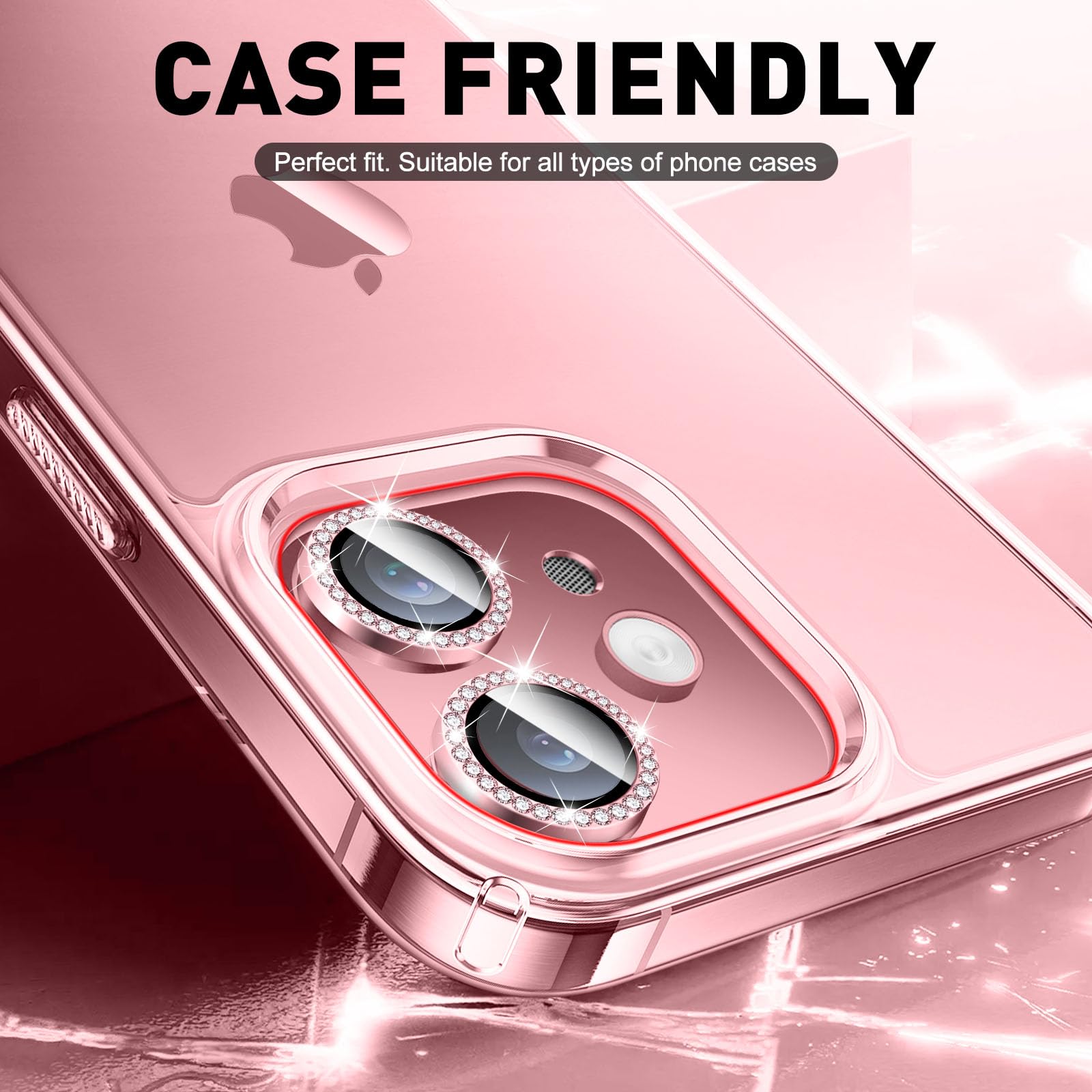 LucBuy 2 Protezioni Per Fotocamera IPhone Con Diamanti Lucidi E Anelli Metallici 3D, Compatibili Con IPhone 13/14/15/16 Pro E Pro Max, Glamour E Antigraffio - 2