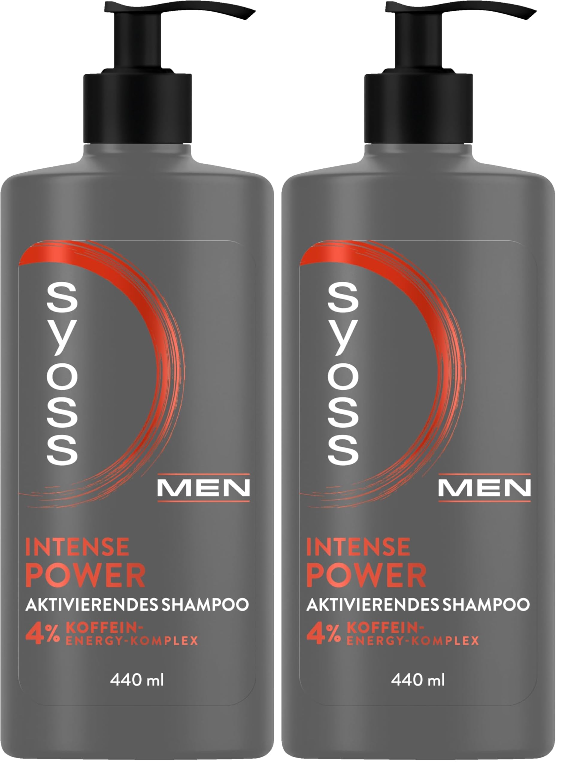 Syoss Shampoo MEN Intense Power Aktivierendes Shampoo (440 ml), Herren Shampoo für normales Haar, Haarshampoo stimuliert die Haarwurzeln ab der ersten Anwendung, Formel mit 4% Koffein-Energy-Komplex