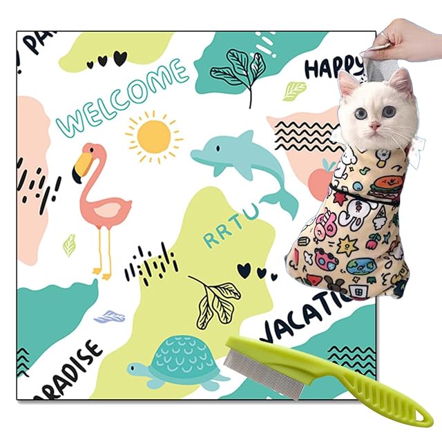 Syeefula Cat Grooming Wrap, Cat Wrap for Grooming, Multifunctional Velcro Fabric Wrap for Cats, Self-Adherent