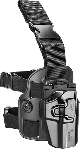 Universal Tactical Drop Leg Holster, Optic Cut-Fit Most Pistol, Thigh Holster for Glock 17 19 19X 43X 26, Beretta 92FS, M&P 9mm/.40, Sig P320, Funda