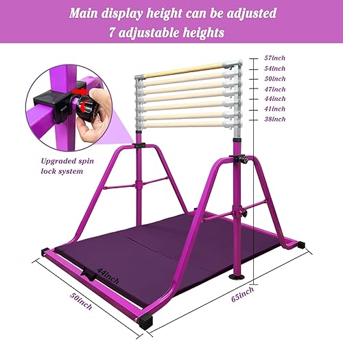 Miniatura 3 de Barra de gimnasia plegable y movible, barra horizontal para niños y niñas, equipo de gimnasio que no se tambalea para el hogar en interiores, altura