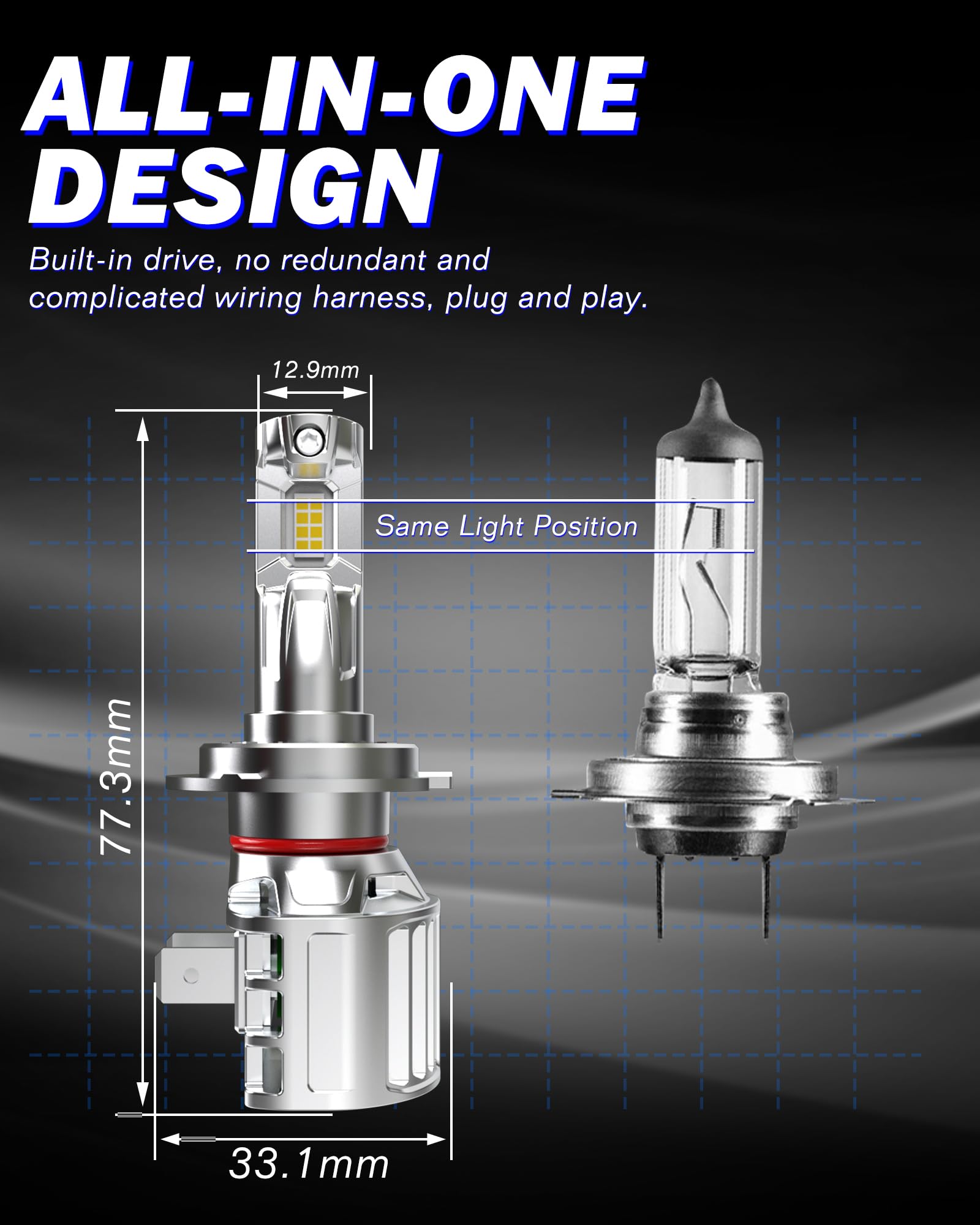 Lampadine H7 Led Canbus, 110 W, 30.000 Lm, 6.000 K (Bianco Freddo) Angolo Del Fascio Regolabile A 360 Gradi 12V, 24V 500% Più Luminosa Lampadine Led H7 Per Auto Senza Errori CAN-BUS Kit, 2 Pz