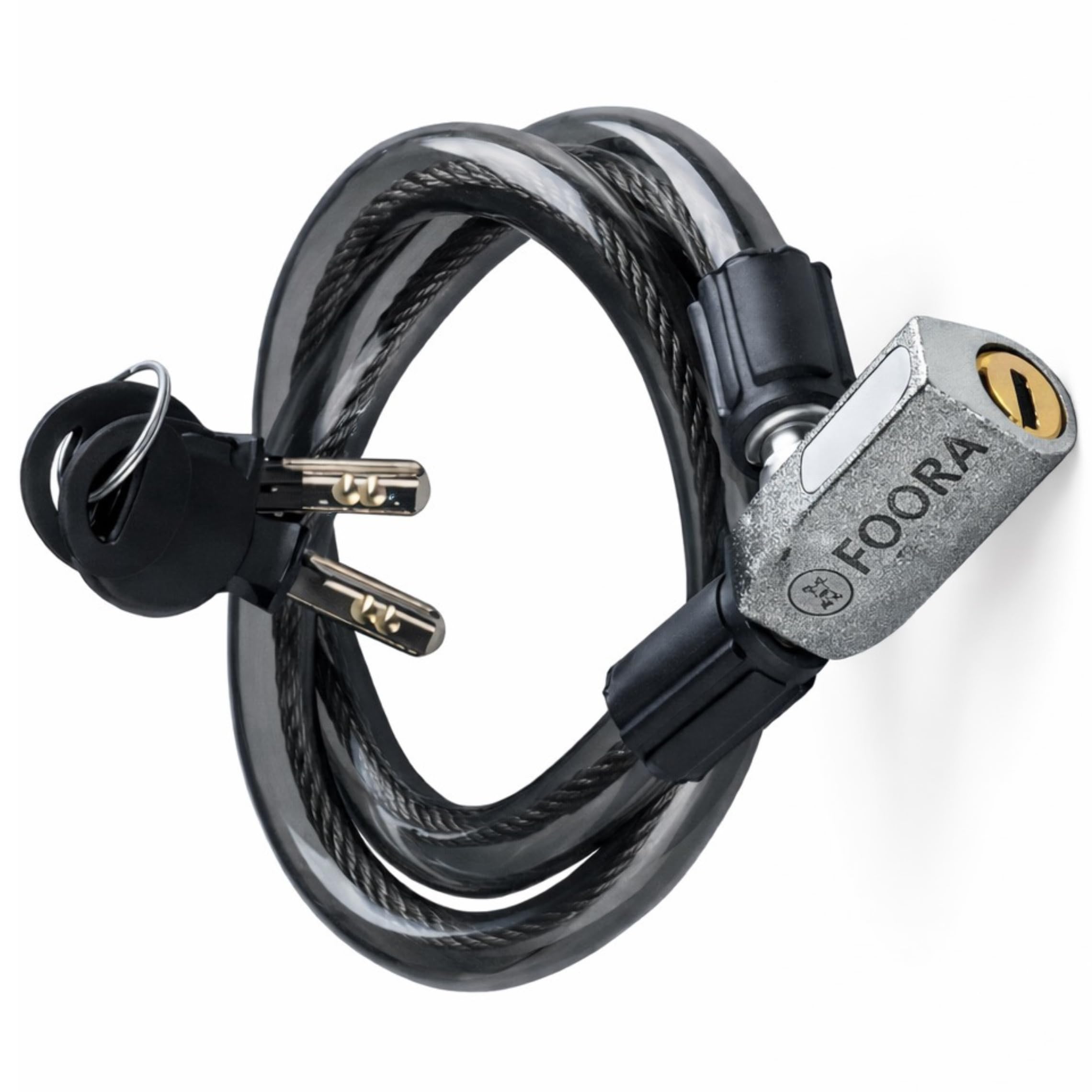 Foora Multipurpose Steel Cable Lock CL-01 Zinc Lock for Cycles, Bikes, Gate, Helmets and Scooters with 2 Keys (22 inch Approx.) Free Key Chain Home Improvement (Black)