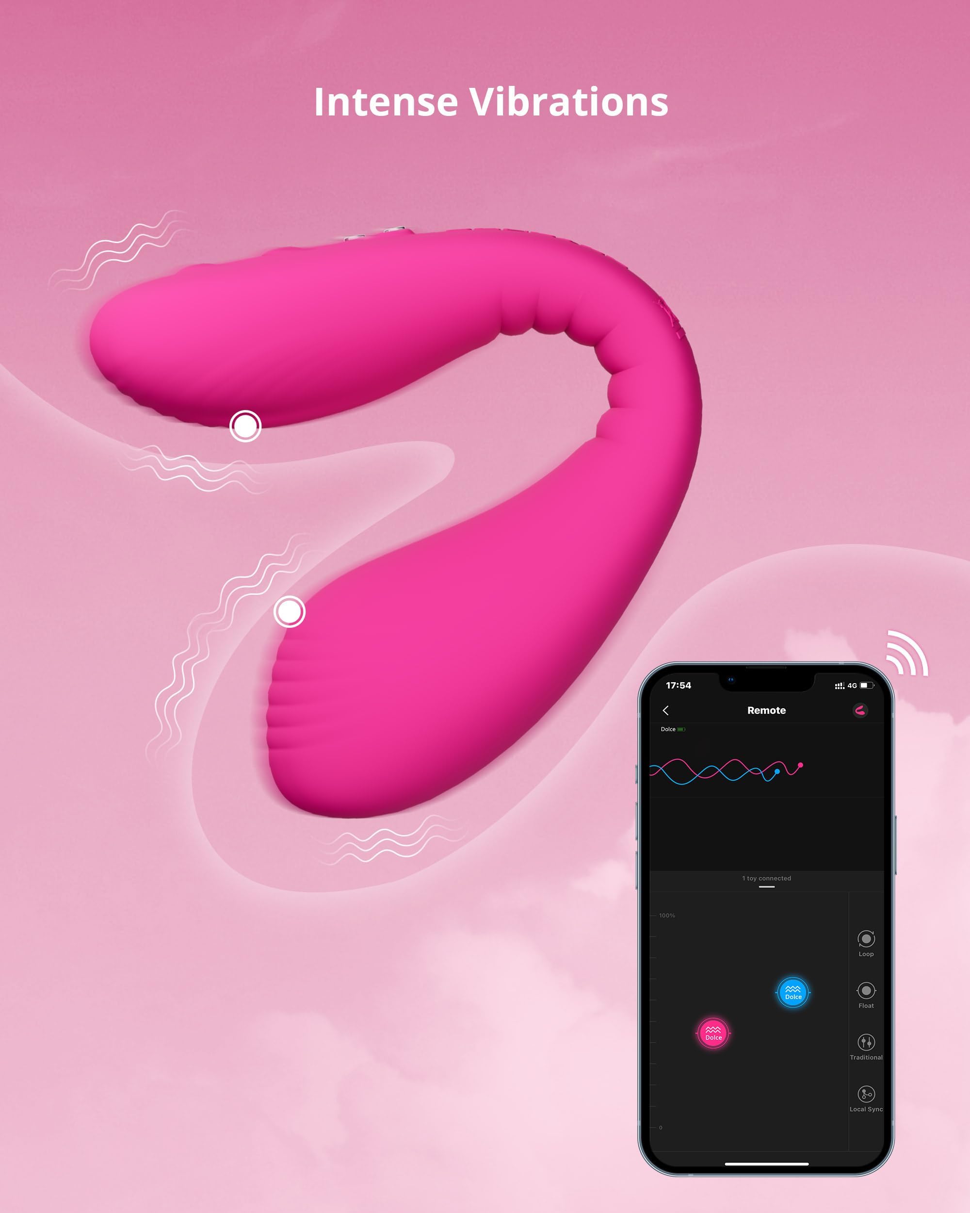 LOVENSE Dolce Remote Control Vibrator，Adult Sex Toys & Games,Womens Sex Toys,Clitoris & G-spot Vibrating Sex Toy for Double Stimulation with 10 Vibration Patterns