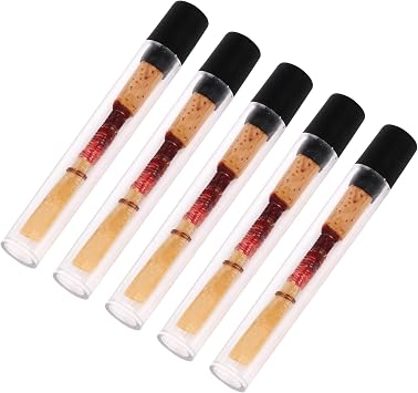 5Pcs German Style Oboe Reeds, Medium Hardness Double Reed Set for German System Oboe - Professional Cane Reeds with Metal Tubes & Cloth Protectors 82x11.5mm
