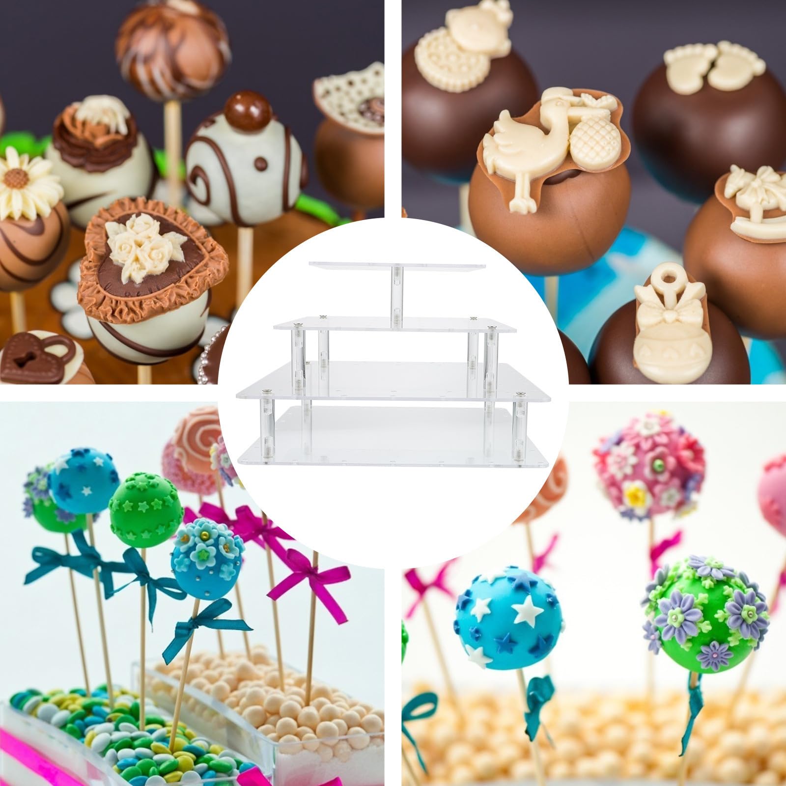 TOYANDONA Espositore Lecca-lecca Acrilico Trasparente Porta Caramelle per Feste Compleanno Matrimonio Organizer Dolci Raffinato e Resistente