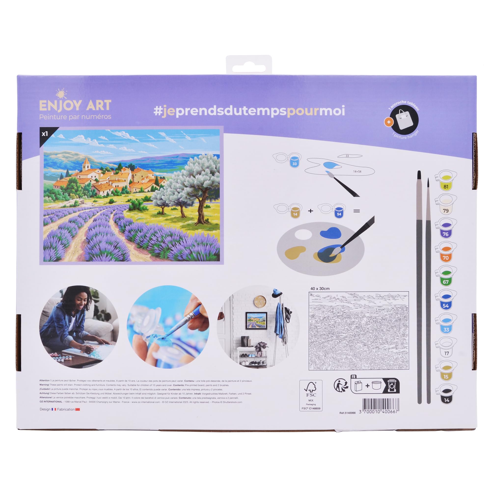 ENJOY ART - Peinture Par Numéro 30x30cm 'Pagode à Hanami' - Kit Complet Peinture + Pinceaux - Loisir Créatif Adulte/enfant