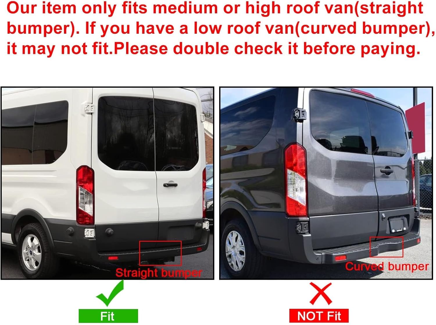 ECOTRIC Rear Bumper Cover Step Plate Compatible with 2015-2022 Ford Transit 150 250 350 Passenger Vans Med/High Roof Rear Bumper Top Pad Replacement for FO1190108