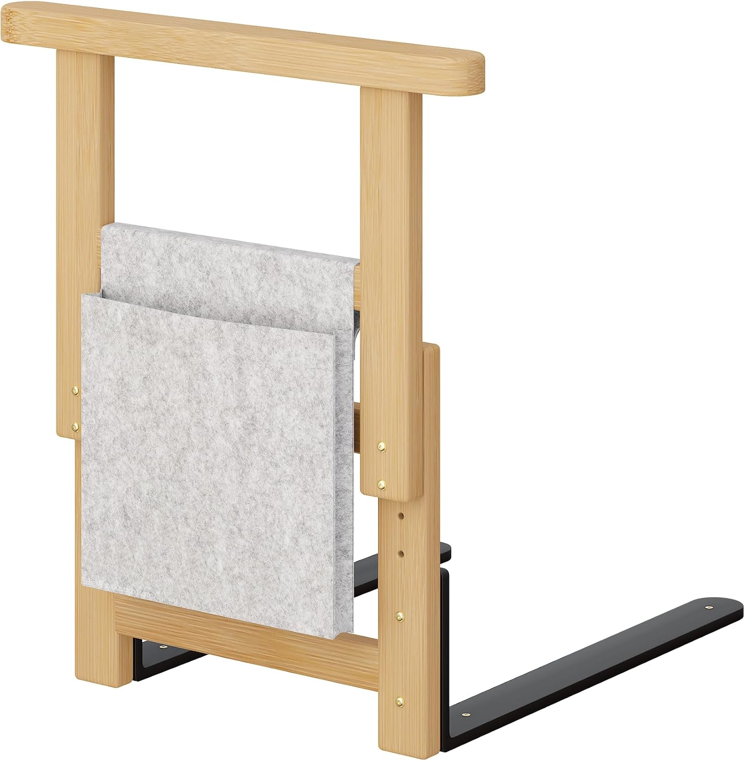 Wooden Bed Assist Rail for Seniors Adjustable Grab Bar 300lbs Nature | Non-Slip Handle, Storage Pocket, Fits 5–30 cm Mattresses, Fits Twin, Full, Queen & King Beds