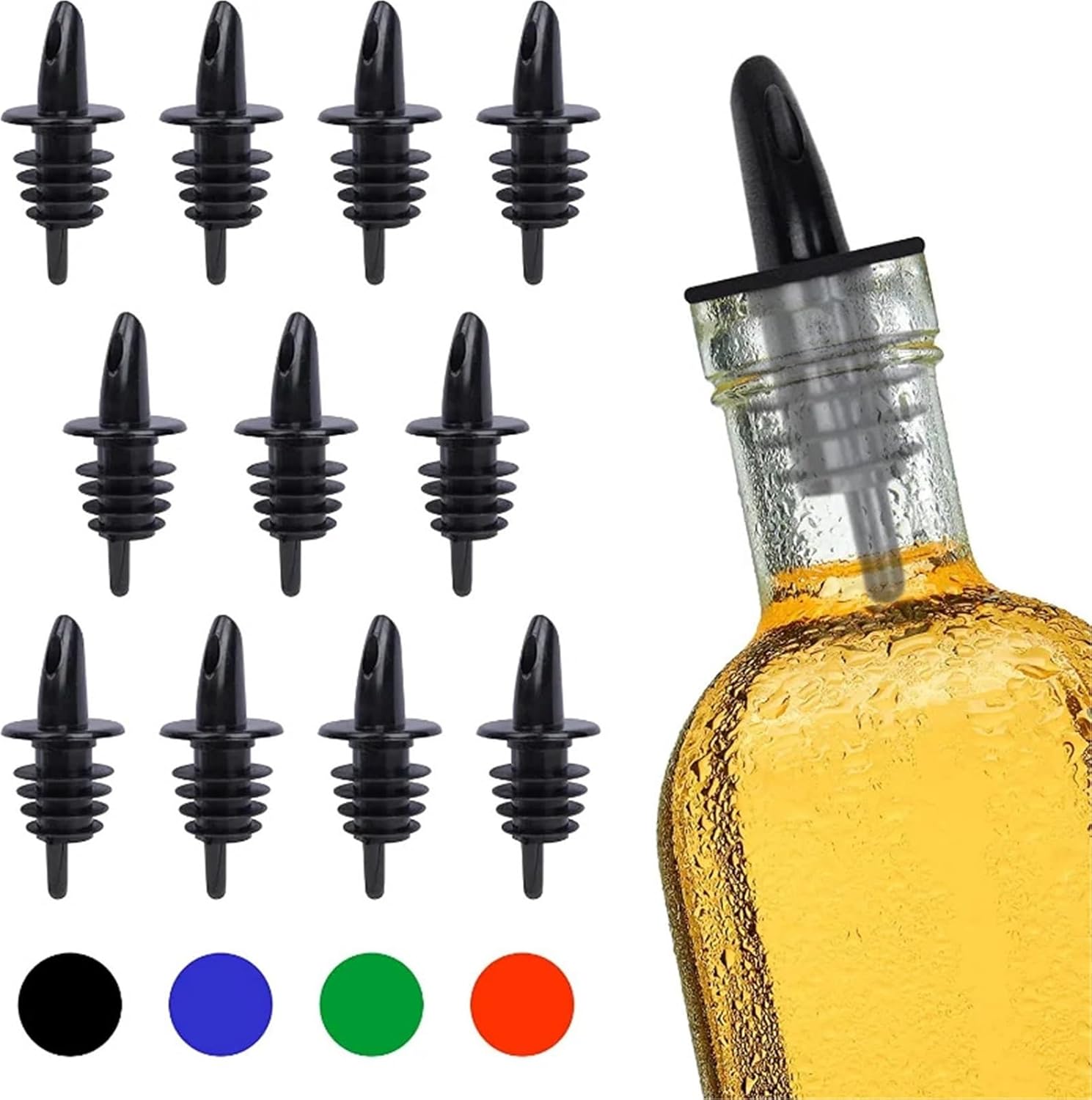 Liquor Pour Spout 100 PCS Liquor Bottle Pourers Flow Plastic Spouts Black