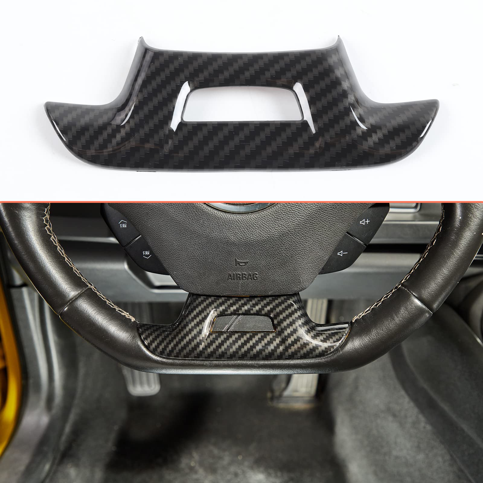 Carbon Fiber Steering Wheel Trim Cover With Hole Decoration Interior Accessories for Chevrolet Camaro 2016-2022